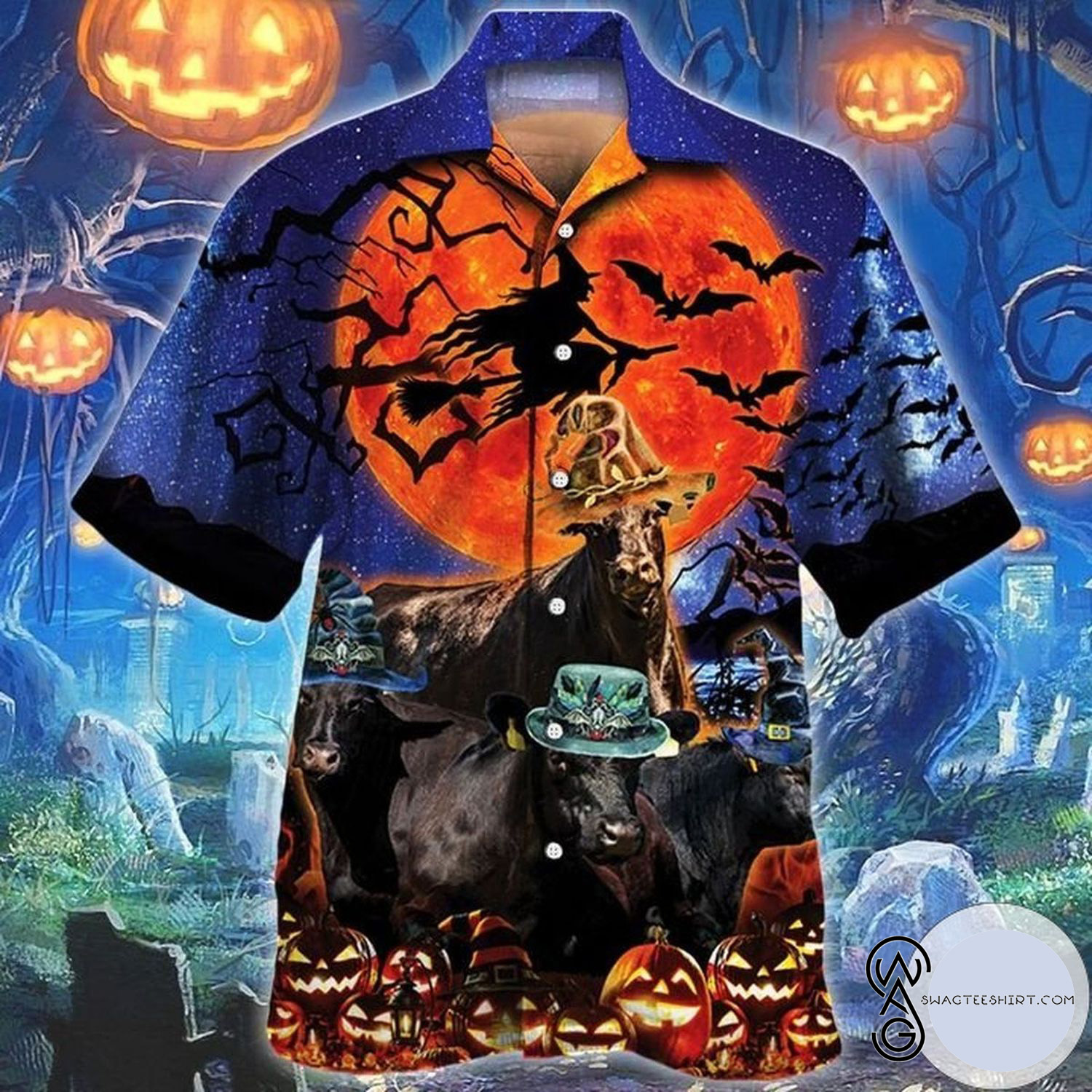 [Top Trending] Farmer Black Angus Cattle Lovers Halloween Casual Beach Full Printing Hawaiian Shirt